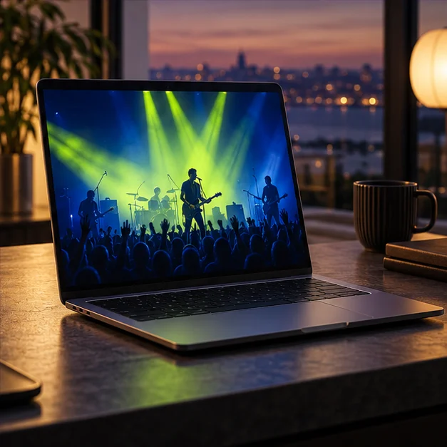 Konsert på en bärbar dators skärm